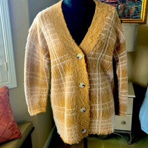 Vince XS rich gold cable like wool/alpaca/polyamide cardigan